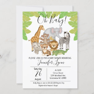 Safari Animals Baby Shower Invitation