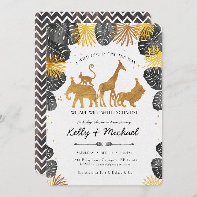 Safari Animals Baby Shower Invitation (Front/Back)