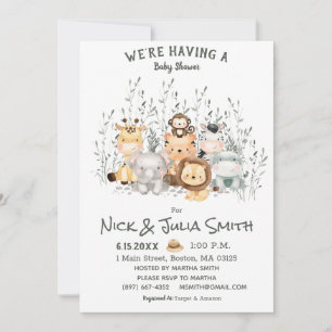 Safari Animals Baby Shower Invitation