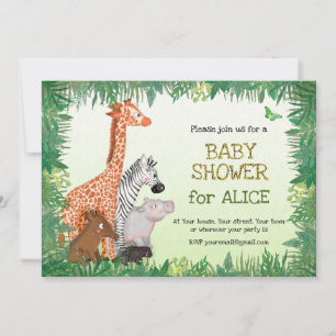 Safari animals baby shower invite