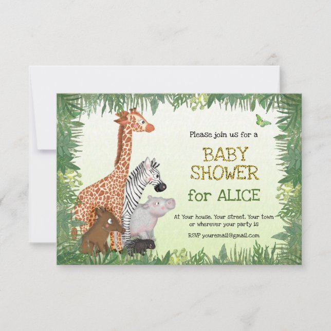 Safari animals baby shower invite (small) (Front)