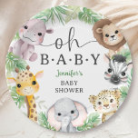 Safari Animals Baby Shower Oh Baby Cute Jungle Paper Plate<br><div class="desc">Add a touch of elegance to your Baby Shower with our Safari Animals Baby Shower Paper Plates! Don't settle for the ordinary. Elevate your celebration,  order your today,  and make your event extraordinary!</div>