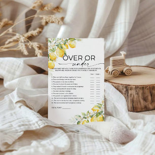 Safari Animals Baby Shower Over or Under Game