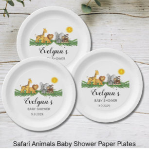 Safari Animals Baby Shower Paper Plate