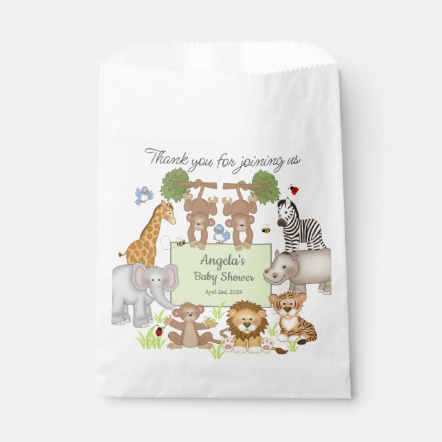 Safari Animals Baby Shower Party Gift Favour Bags (Front)