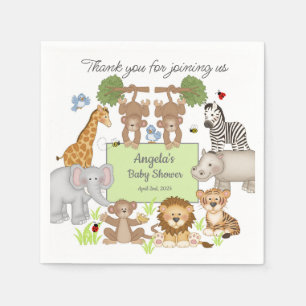 Safari Animals Baby Shower Party Gift Napkin