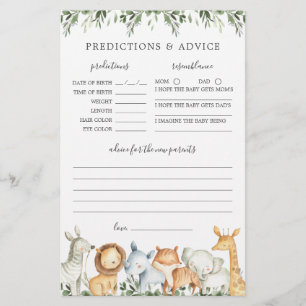 Safari Animals Baby Shower Predictions and Advice