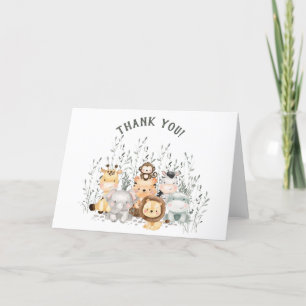 Safari Animals Baby Shower Thank You Card