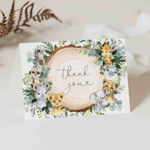 Safari Animals Baby Shower Thank You Card