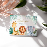 Safari Animals Baby Shower Thank You Card