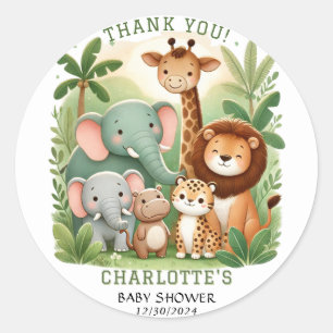 Safari Animals Baby Shower Thank you Classic Round Sticker
