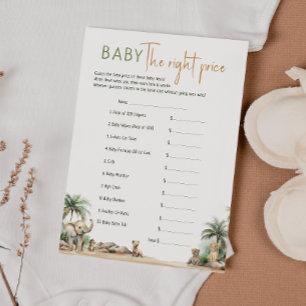 Safari Animals Baby Shower The Right Price Card