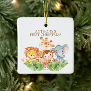 Safari Animals Baby's First Christmas Ornament