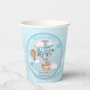 Safari Animals Balloons Blue Boy Baby Shower Paper Cups