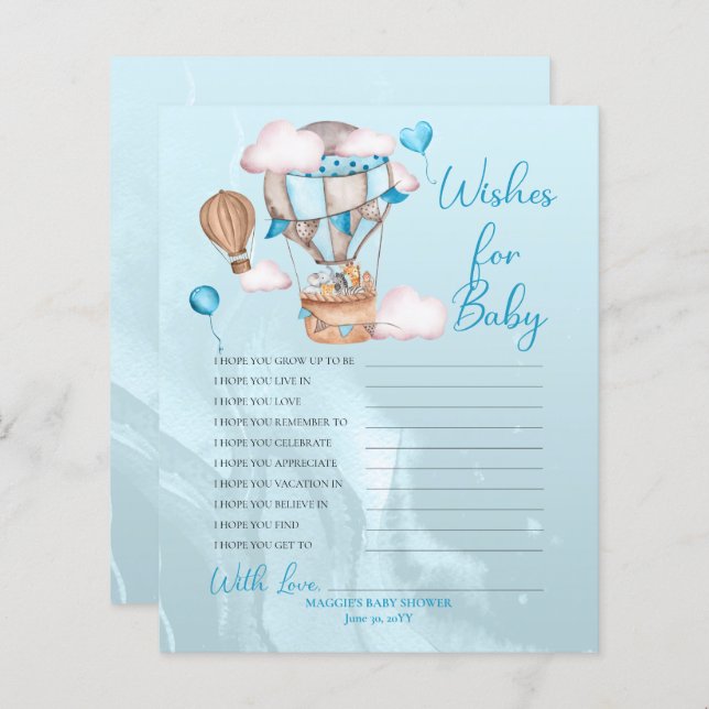 Safari Animals Balloons Wishes for Baby Game  (Front/Back)