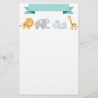 Safari Animals Banner Stationery