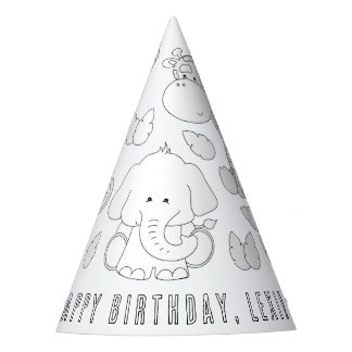 Safari Animals Birthday - Colour Your Own Party Ha Party Hat