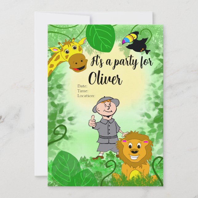 Safari Animals Birthday Invitation (Front)