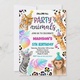 Safari Animals Birthday Invitation