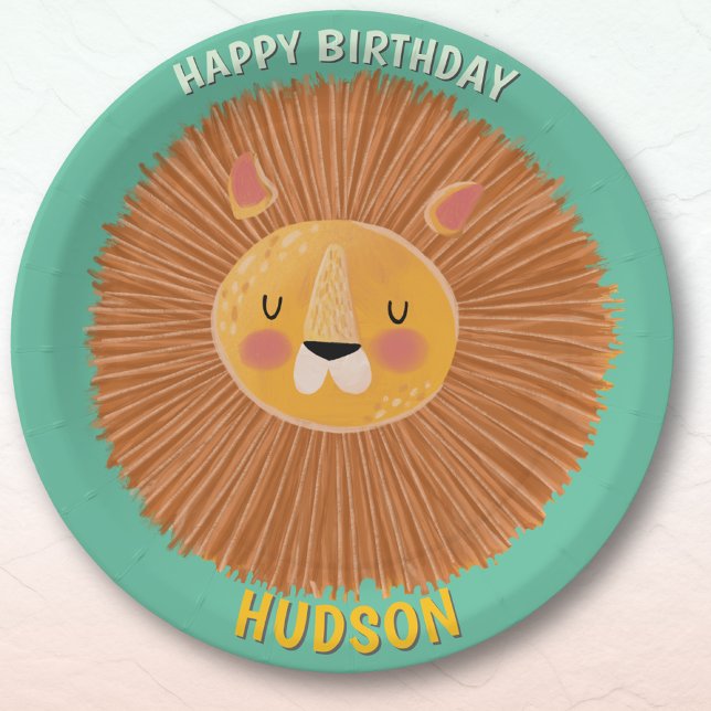 Safari animals birthday lion kid custom paper plate (Creator Uploaded)