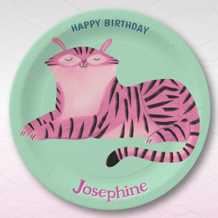 Safari animals birthday lioness girl paper plate