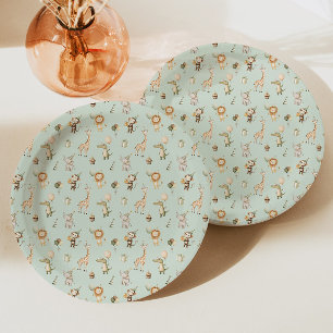 Safari Animals Birthday Paper Plate Green Jungle