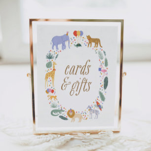 Safari Animals Birthday Party Cards and Gifts Sign