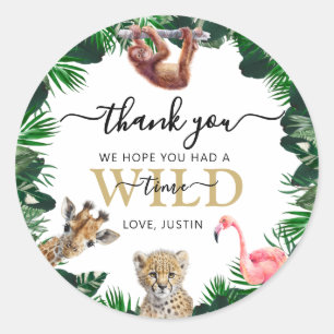 Safari Animals Birthday Party Favour Classic Round Sticker