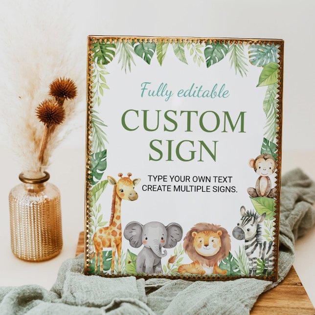 Safari Animals Birthday Party Table Sign (Creator Uploaded)