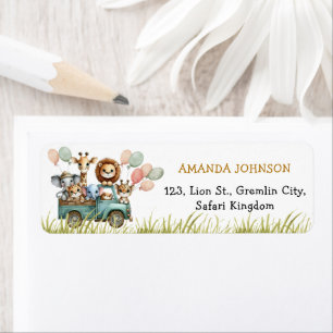 Safari Animals Birthday Return Address Label