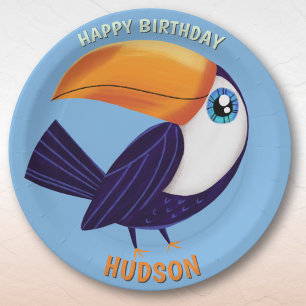 Safari animals birthday toucan boy paper plate