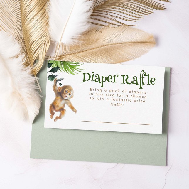 Safari Animals Boho Diaper Raffle Tickets Enclosure Card (Diaper Raffle Little Monkey Tickets)