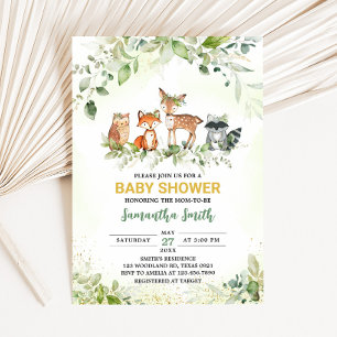 Safari Animals Botanical Baby Shower  Invitation