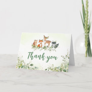 Safari Animals Botanical Baby Shower  Thank You Card
