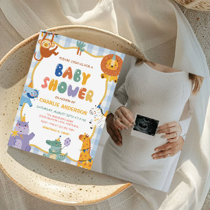 Safari Animals Boy Baby Shower Photo Invitation