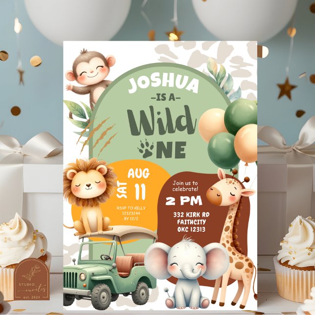 Safari Animals Boy Wild One First Birthday  Invitation (Creator Uploaded)