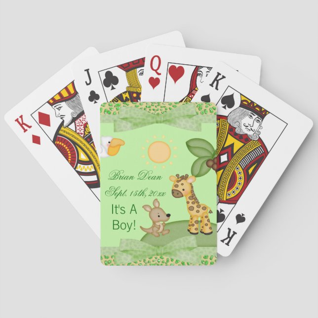 Safari Animals Cheetah Print Baby Shower Playing Cards (Back)