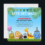 Safari Animals Colourful Kids Birthday Party Invitation<br><div class="desc">Cuteness overload with this 'Let's get Wild!' children's birthday invitation. This design is both fun and colourful with a jungle vibe featuring cute cartoon safari animals and a kids party template that is easy to customise.</div>