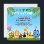 Safari Animals Colourful Kids Birthday Party Invitation<br><div class="desc">Cuteness overload with this 'Let's get Wild!' children's birthday invitation. This design is both fun and colourful with a jungle vibe featuring cute cartoon safari animals and a kids party template that is easy to customise.</div>