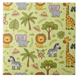 Safari animals colourful pattern ceramic tile