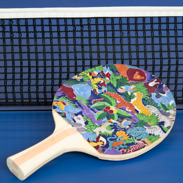Safari Animals, colourful pattern, Ping Pong Paddle (Insitu)