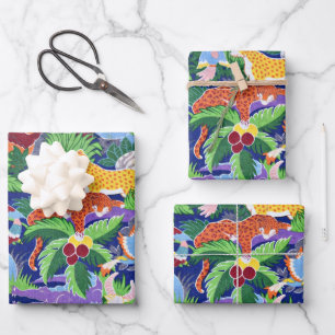 Safari Animals, colourful pattern, Wrapping Paper Sheet