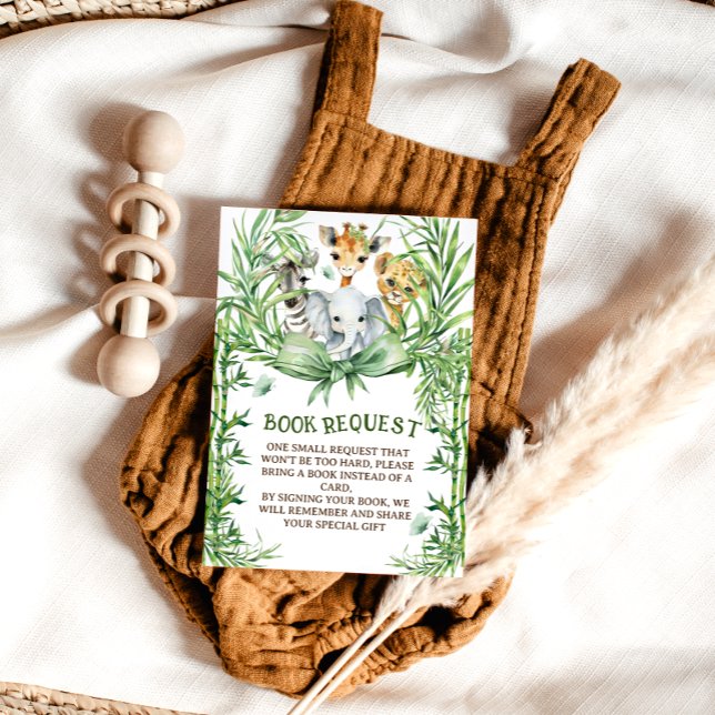 Safari Animals Cute Bow Baby Shower books for baby Enclosure Card (Creator Uploaded)