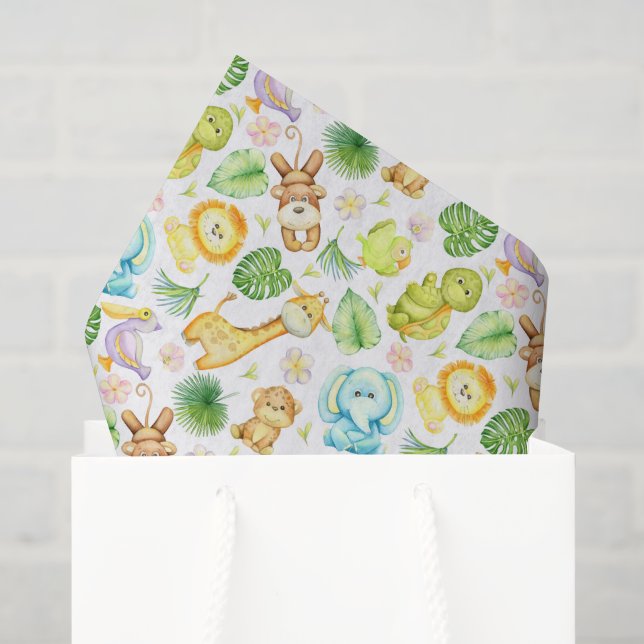Safari Animals Decoupage Paper, Jungle Wildlife Tissue Paper (Gift Bag)