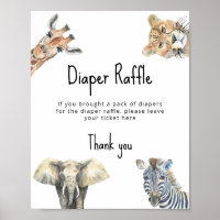 Safari animals - Diaper Raffle game