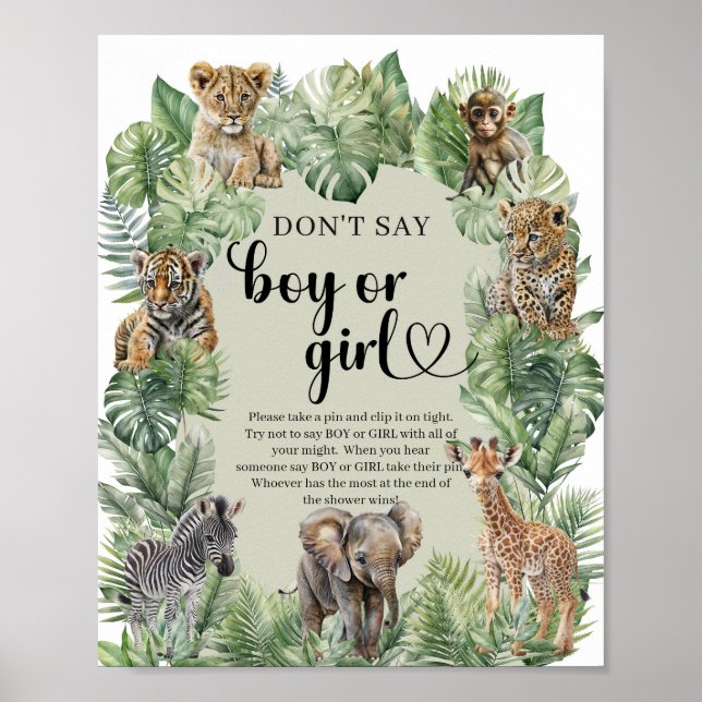 Safari Animals Don’t Say BOY or GIRL game Poster (Front)
