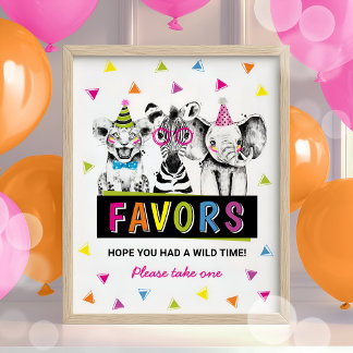 Safari Animals Favour Sign Birthday Party