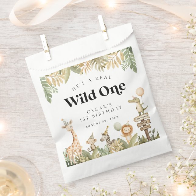 Safari Animals First Birthday Favour Bags Wild One (Clipped)