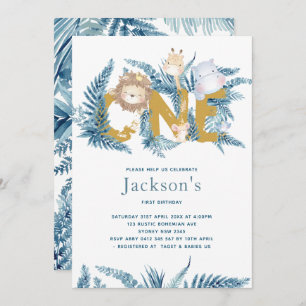 Safari Animals First Birthday Invitation