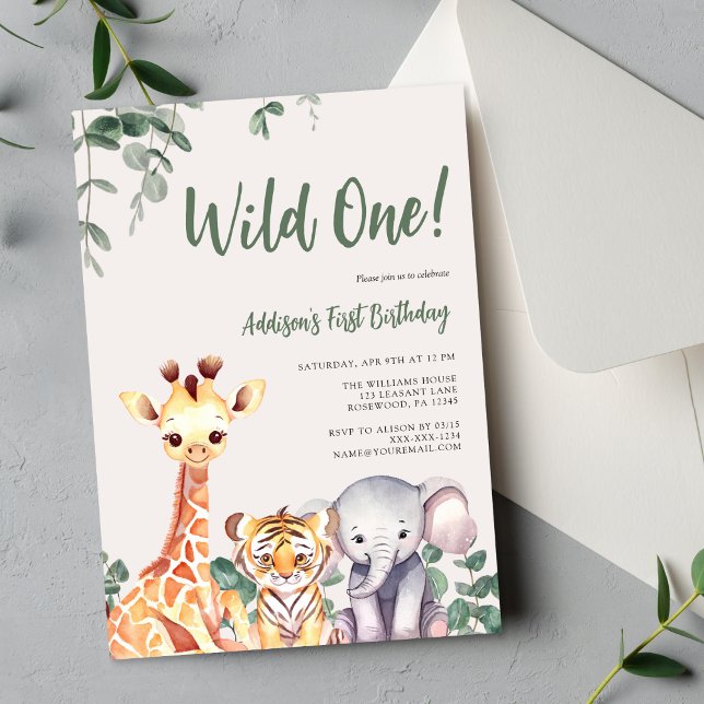 Safari Animals First Birthday Invitation (Creator Uploaded)